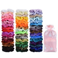 50 StüCk Samt Scrunchies Bunte Haargummis Elastische HaarbäNder