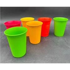 Lot/6 Tupperware 8 oz. Kids Tumblers Cups 2-Yellow 2-Green 1-Pink 1-Orange