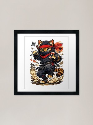 Cat Ninja! Gerahmter Kunstdruck gerahmtes Wandbild Poster Leinwanddruck Bild