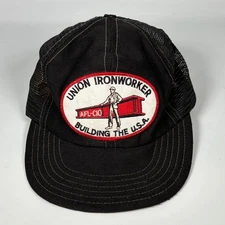 Vtg Iron Workers Hat Union Trucker Snapback 80s 70s Patch USA
