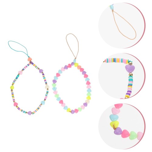 2 Pcs Colorful Beaded Mobile Phone Lanyard Beads Charms Strap - 第 6/12 張圖片