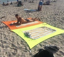 ORANGE Beach Bottom Blanket Outdoor Mat Camping Summer Zip Storage Towel Holder