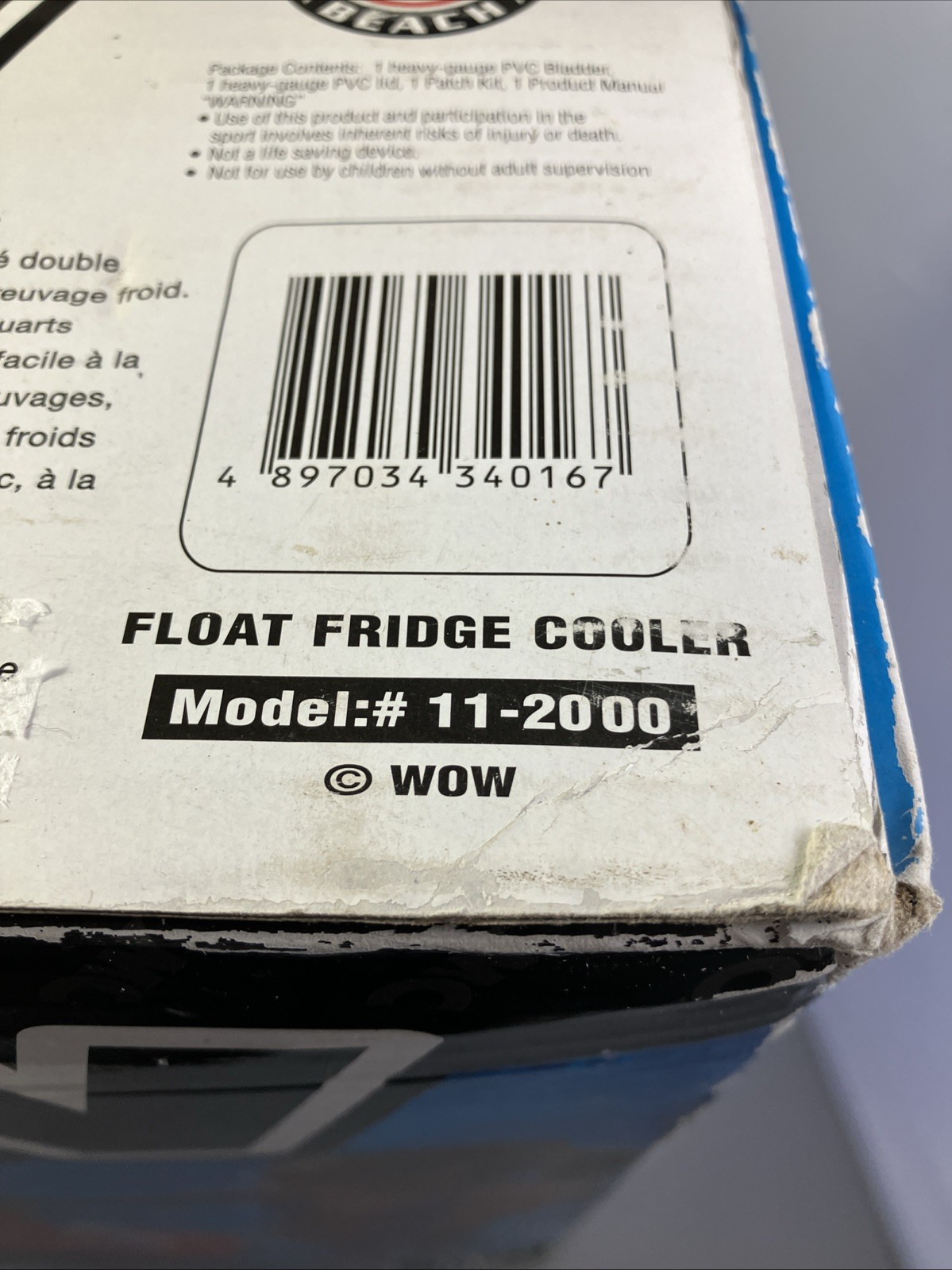 WOW Sports Floating Fridge and Cooler For Beverages By The Pool (11-2000) New