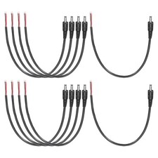 10pcs DC Power Pigtails Cable, Male 3.5mm x 1.35mm 25cm