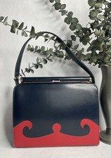 1950s 1960s A Naturalizer Handbag, Vintage Blue Red Purse, Rockabilly 50s 60s