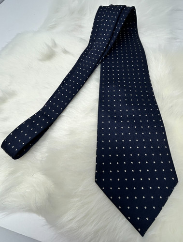 Valentino Morris Italy Silk Necktie Navy Blue Geometric Dot Mens Tie