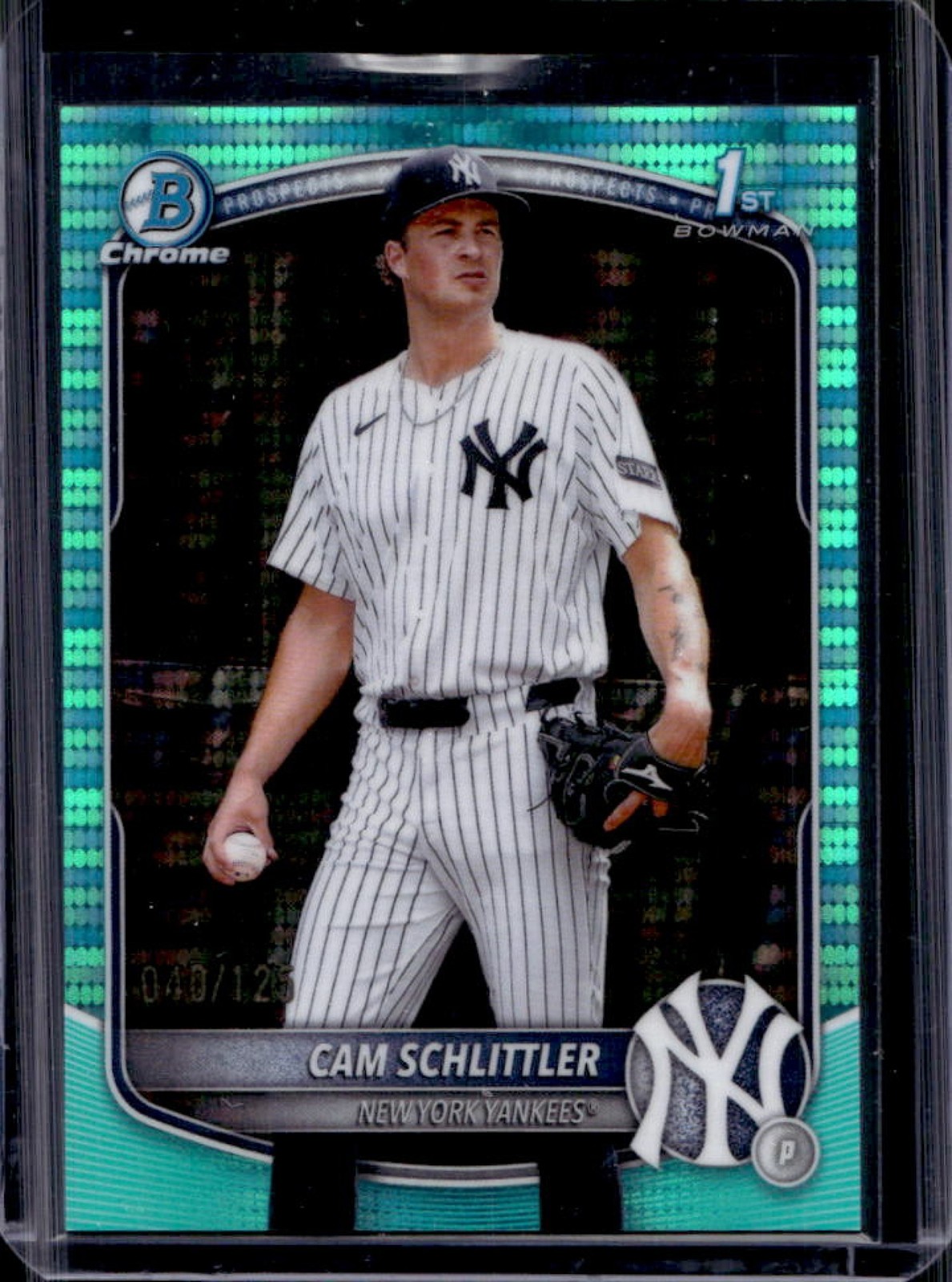 2025 Bowman Chrome Cam Schlittler Aqua Pulsar Refractor 1st #/125 Yankees