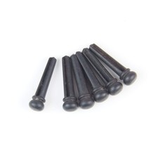 Premium Ebony Acoustic Guitar Bridge Pins, No dot set of 6 