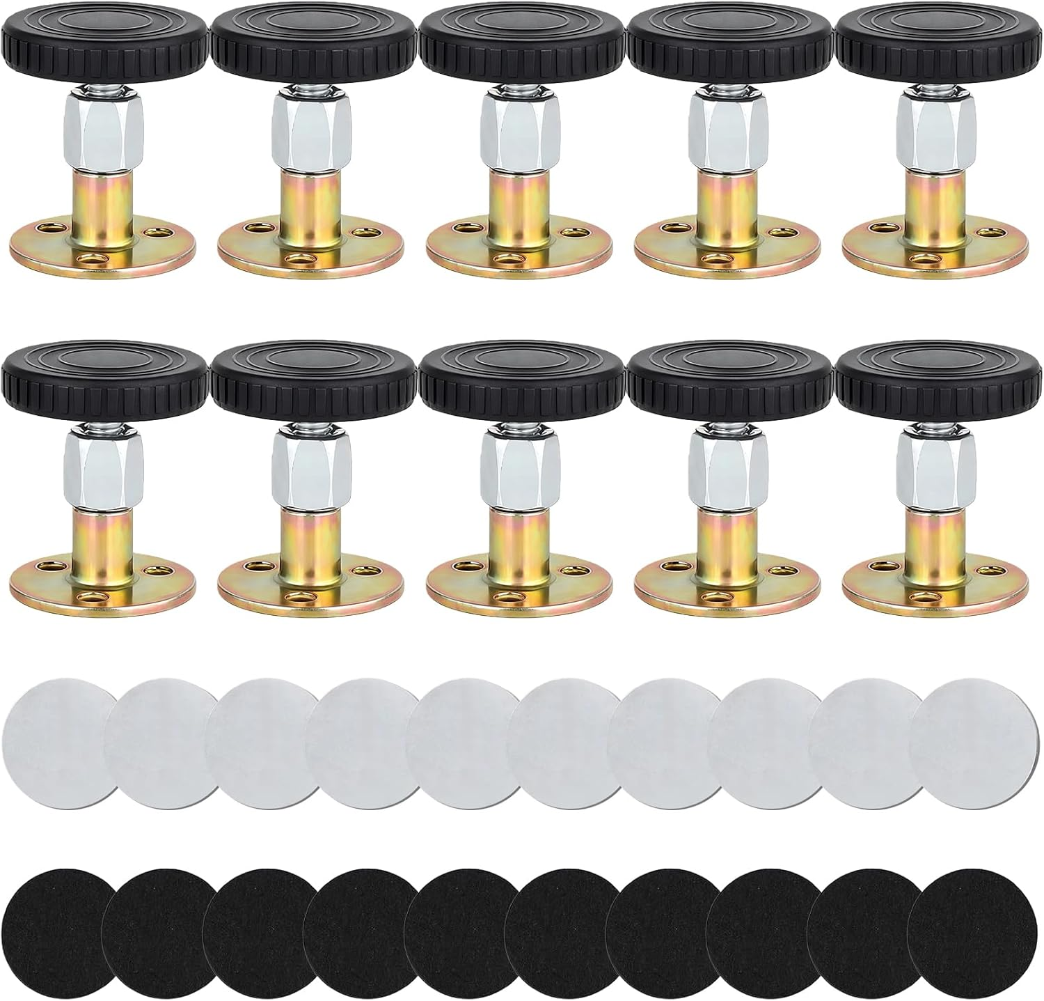 10 PCS Furniture Leveling Feet, 50-65mm Height Adjustable Legs with Screw & Adhe