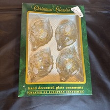 Vintage Christmas Classics Glass Teardrop Ornaments Commodore Romania 4 Total