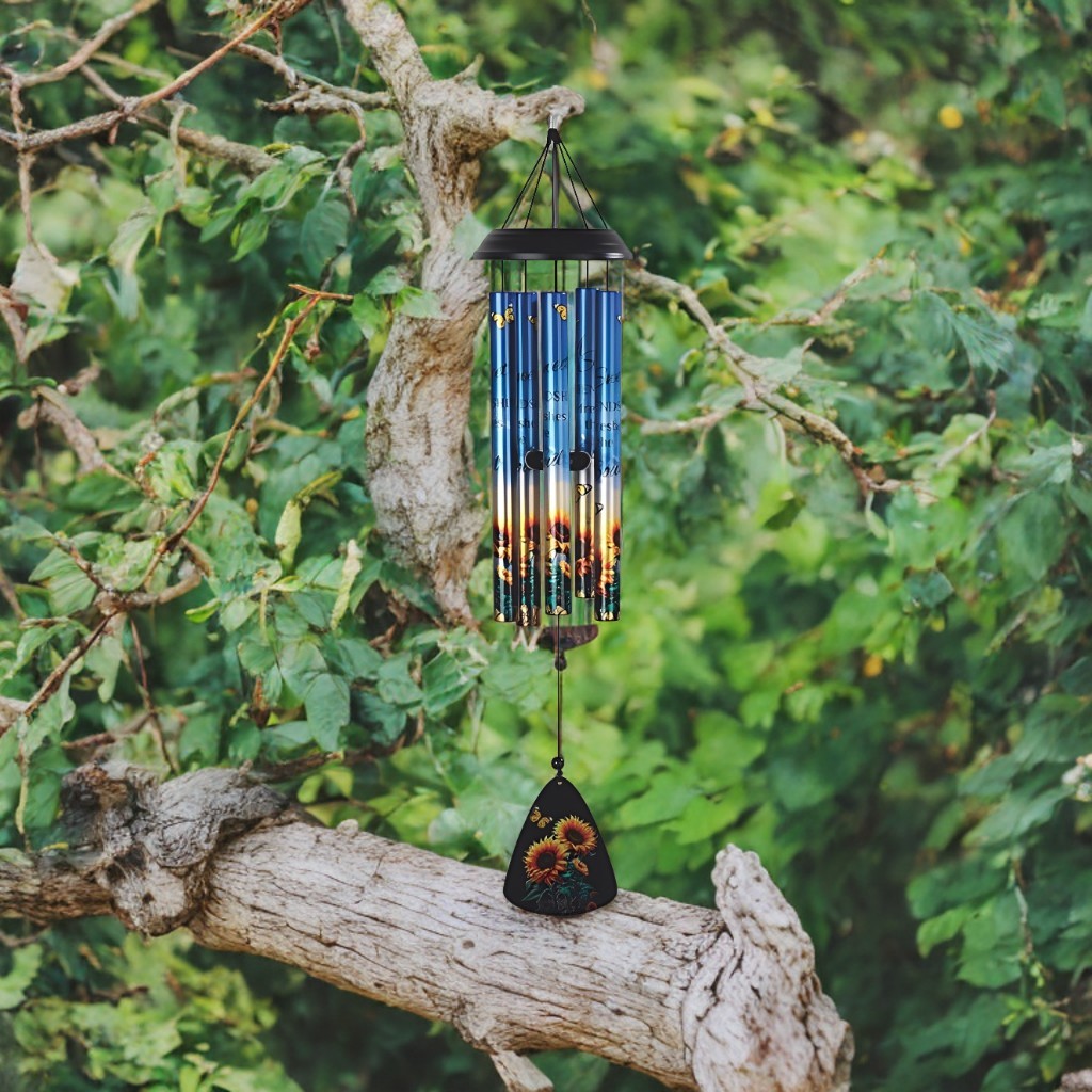 30"Long Sunflower Stamped Tube Wind Chime Ornament Garden De