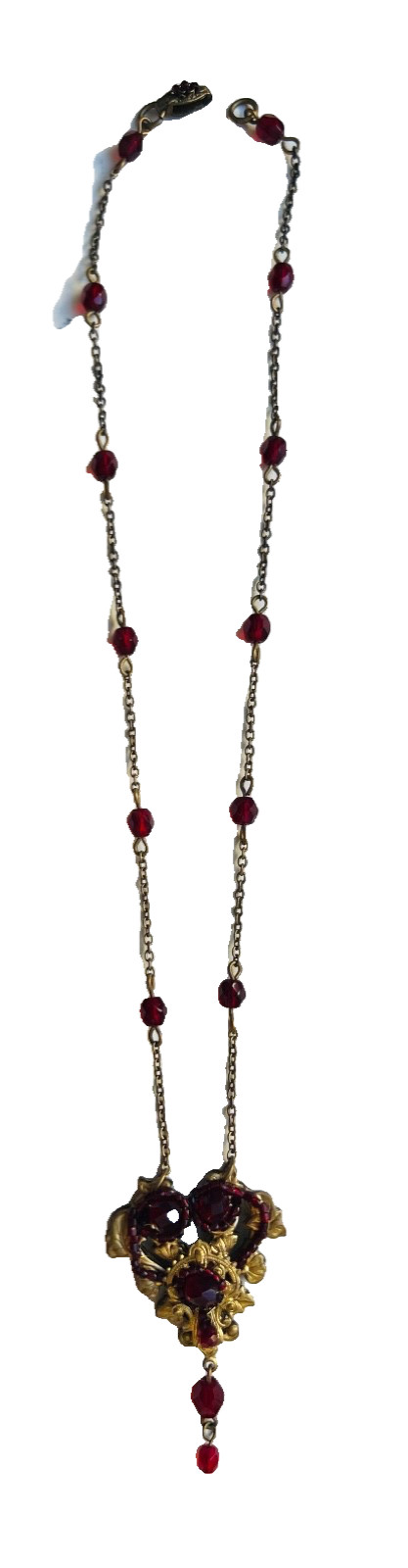 Antique Red Gemstone Elegant Statement Necklace - image 1
