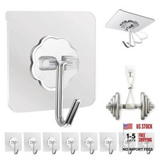 Adhesive Wall Hooks for Hanging Heavy Duty 50 lbs Large Hooks for Walls No