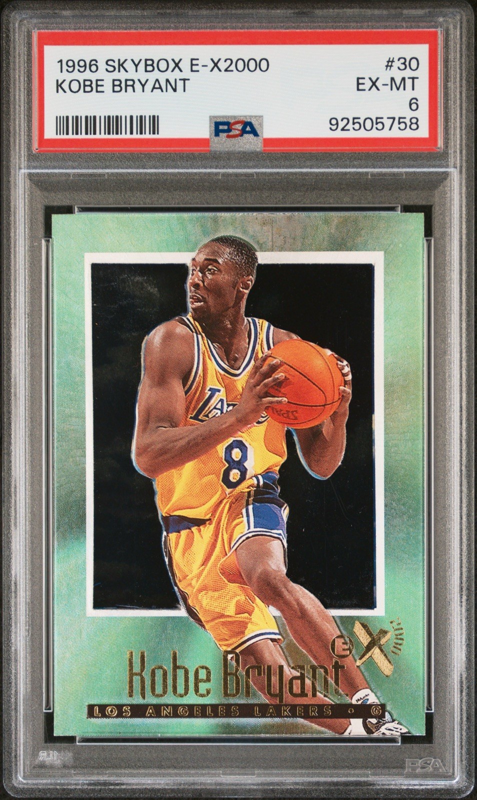 KOBE BRYANT 1996-97 SKYBOX E-X2000 #30 PSA 6 EX-MT - LOS ANGELES LAKERS (NEW)