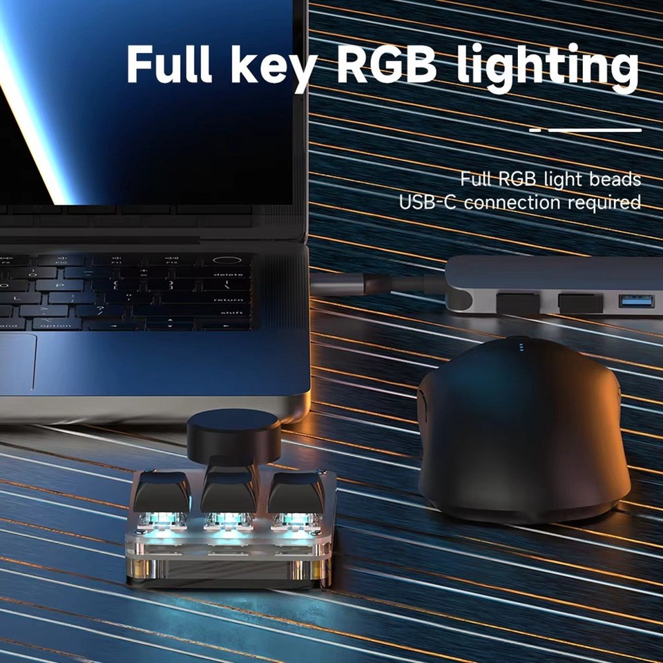 2.4G Macropad Macro Programming Keyboard USB C RGB Hot Swap Gaming ...