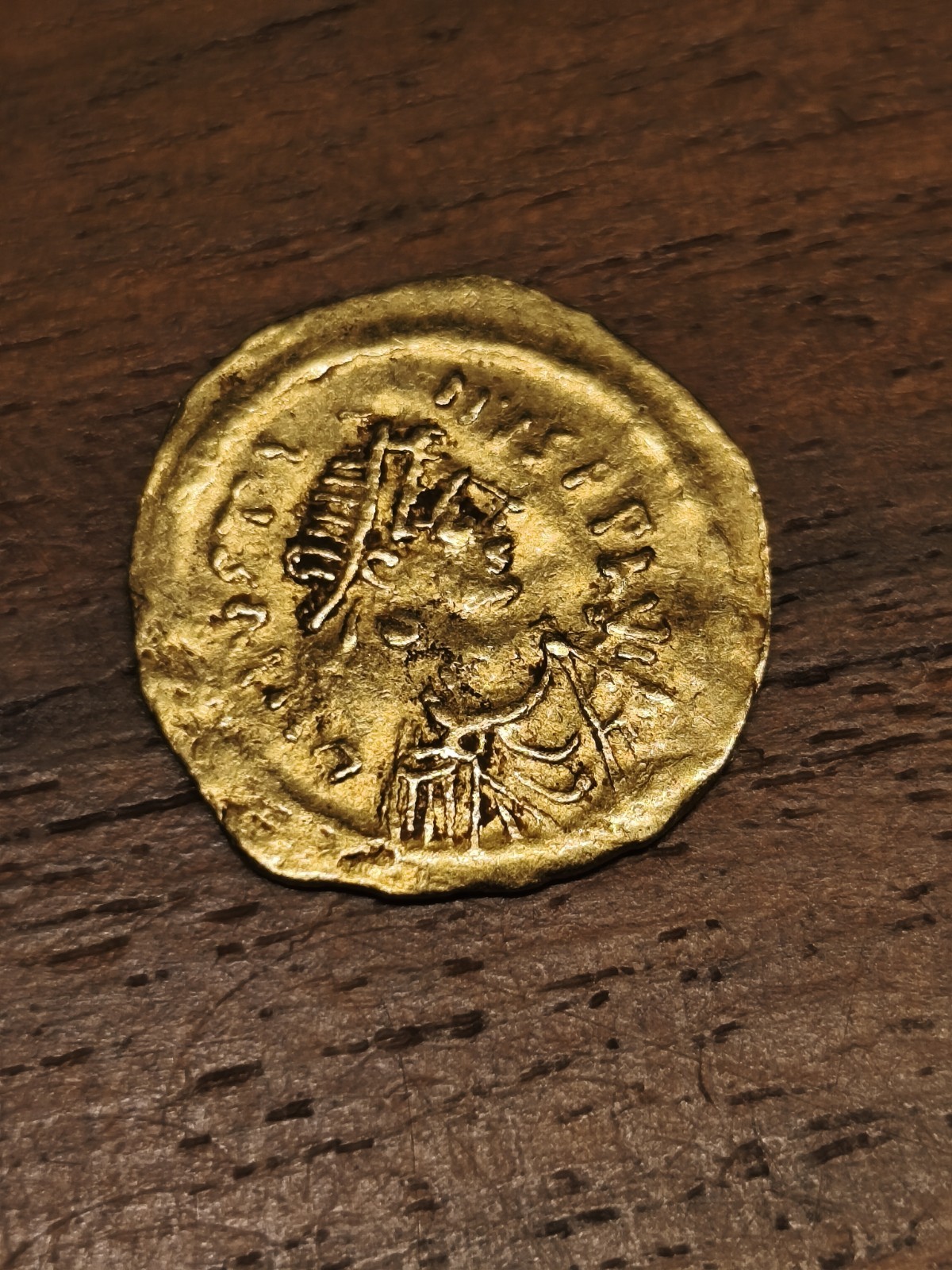 Goldmünze Oströmische Byzanz, Tremissis, 5 - 7 Jhd. Gewicht 1,5 Gramm 18mm