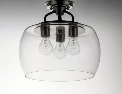 Maxim 26130CL Nickel/Black Goblet 3-Light 14"W Semi-Flush Drum Ceiling Fixture - Picture 8 of 12