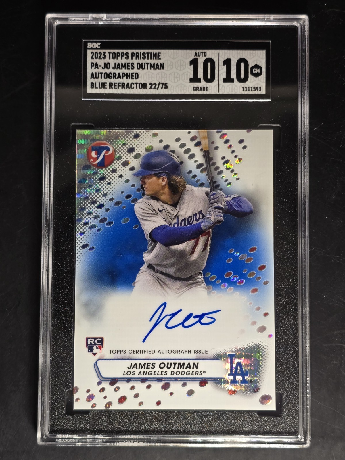 2023 Topps Pristine - James Outman #150 Blue Refractor /75 Auto RC Dodgers Twins