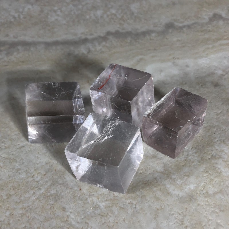 73g  4pcs  Light Lavender Optical Calcite Crystal Rhombohedral Spar  MYT-107