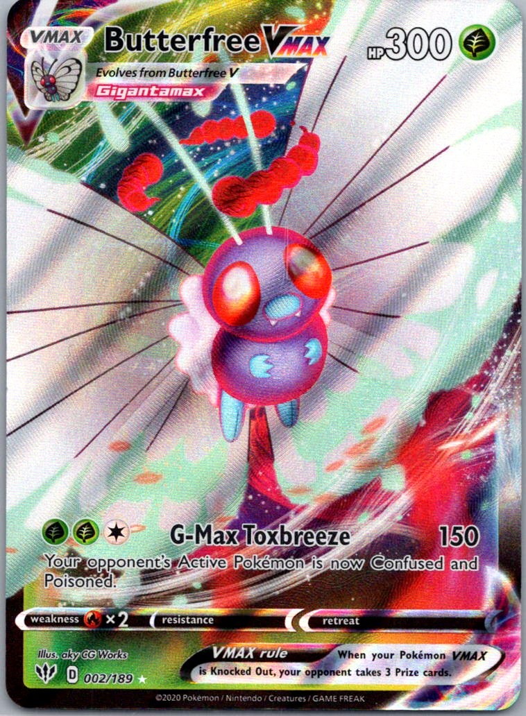 Pokemon TCG Butterfree VMAX 2/189 Darkness Ablaze NM