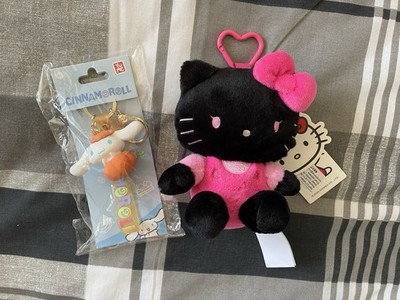 Miniso Sanrio schwarz Hello Kitty Plüsch und Zimtpoll Kürbis Schlüsselanhänger Produktbündel neu