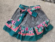 Vintage Girls Western Denim Prairie Skirt NWT My Pal USA Floral Tie Waist XS