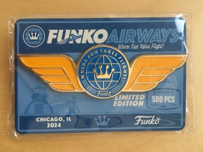 FUNKO AIRWAYS WHERE FUN TAKES FLIGHT PILOTS WINGS 500 PCS CHICAGO 2024 PIN BADGE