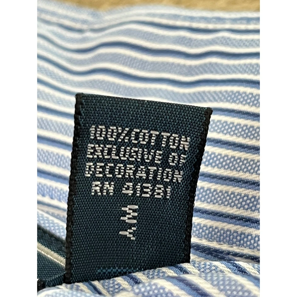 Camisa de Vestir Vintage Polo Ralph Lauren Estate Hombres 18 Azul Rayas Manga Larga NUEVA Foto 3 de 4