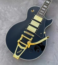 Custom Electric Guitar Bone Nut Glossy Black Finished 3H Gold Tremolo Solid Body