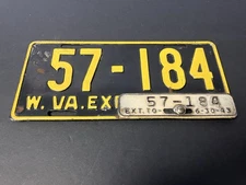 Vintage 1942 West Virginia License Plate With 1943 Renew Tag 57-184
