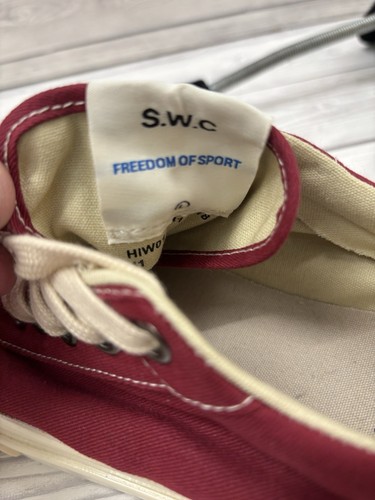Stepney Workers Club S.W.C Herren Canvas Schuhe Canvas Burgunderrot Größe 7 UK - Bild 12 von 12