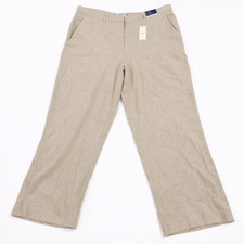 Abercrombie & Fitch Curve Love Sloane Beige Linen Wide Leg Pant Womens 18R NWT