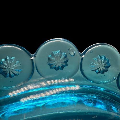 Vintage Mond und Sterne Aqua Blau Glas Oval Butterdose mit Deckel FLEABITES - Bild 9 von 24