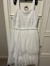 Girl's Speechless White Embroidered Lace/Tulle Sleeveless Midi Dress size 16