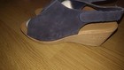 Mila Paoli Wedge Heel Platform Sandals Blue Suede Womens peep toe size 8 — photo 2
