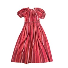 Ulla Johnson Abigail Puff Sleeve Midi Dress Red Stripe Metallic Puff Sleeve 4