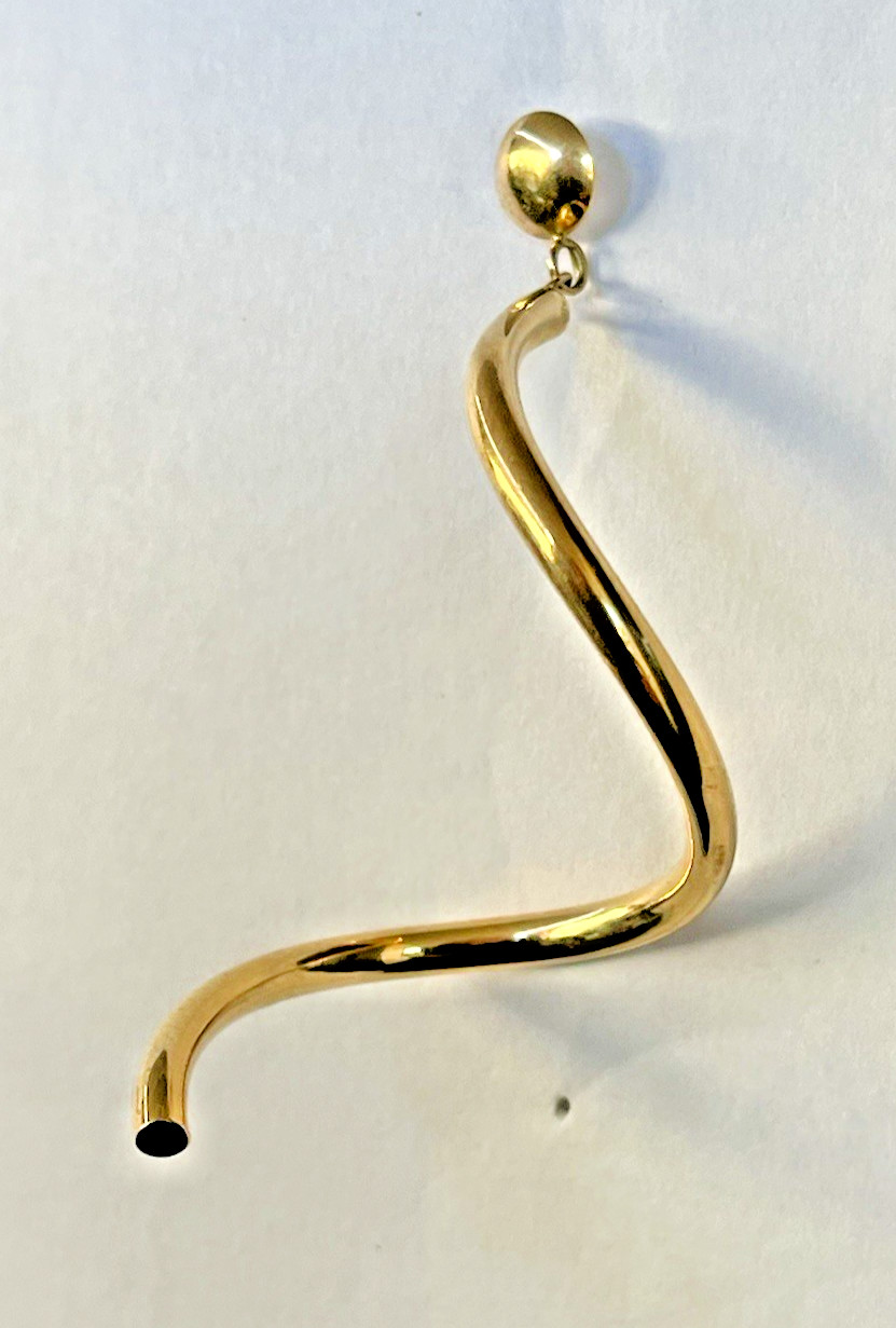 14KYG BEAUTIFUL TWISTED CIRCULAR DANGLE DROP EARR… - image 5