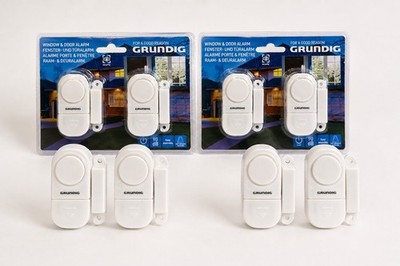 Grundig Fenster Tür Alarm 4er Set 90dB Einbruchschutz Alarmanlage selbstklebend 
