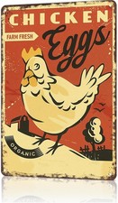 Funny Chicken Eggs Farm Fresh Organic Tin Metal Signs Home D cor 8x12