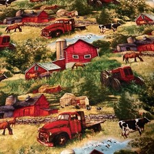 Fabric Cotton Farm Animals 1 yard x 1 3/4 Yards 36  x 63   D