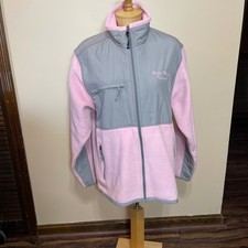 Charles River Apparel Pink Grey Fleece Jacket Bald Head Island Full Zip Large