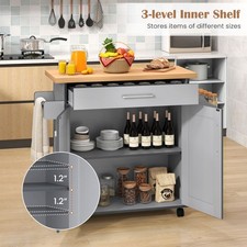 Rolling Kitchen Island with Spice & Towel Racks
