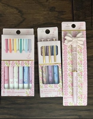 LoveShackFancy x yoobi Floral Pink Pen, 6 Markers Highlighters, 3 Stylus Pens
