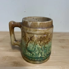 Vintage German Stoneware Beer Stein Mug - Crown Mark - Drip Glaze - Early 1900s