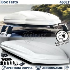 Box Tetto 450LT Per Renault Wind Baule Portabagagli Bianco Lucido Aerodinamico