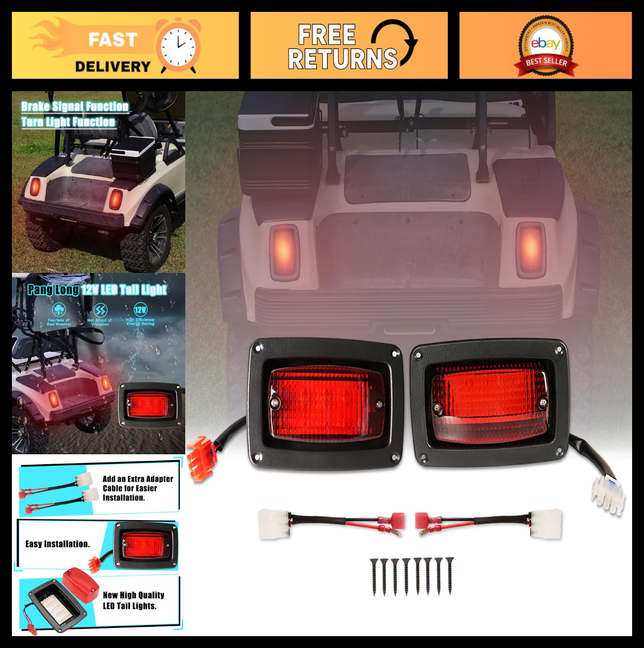 - 2 Pcs Rear Lights For Club Car Ds & Yamaha G14-