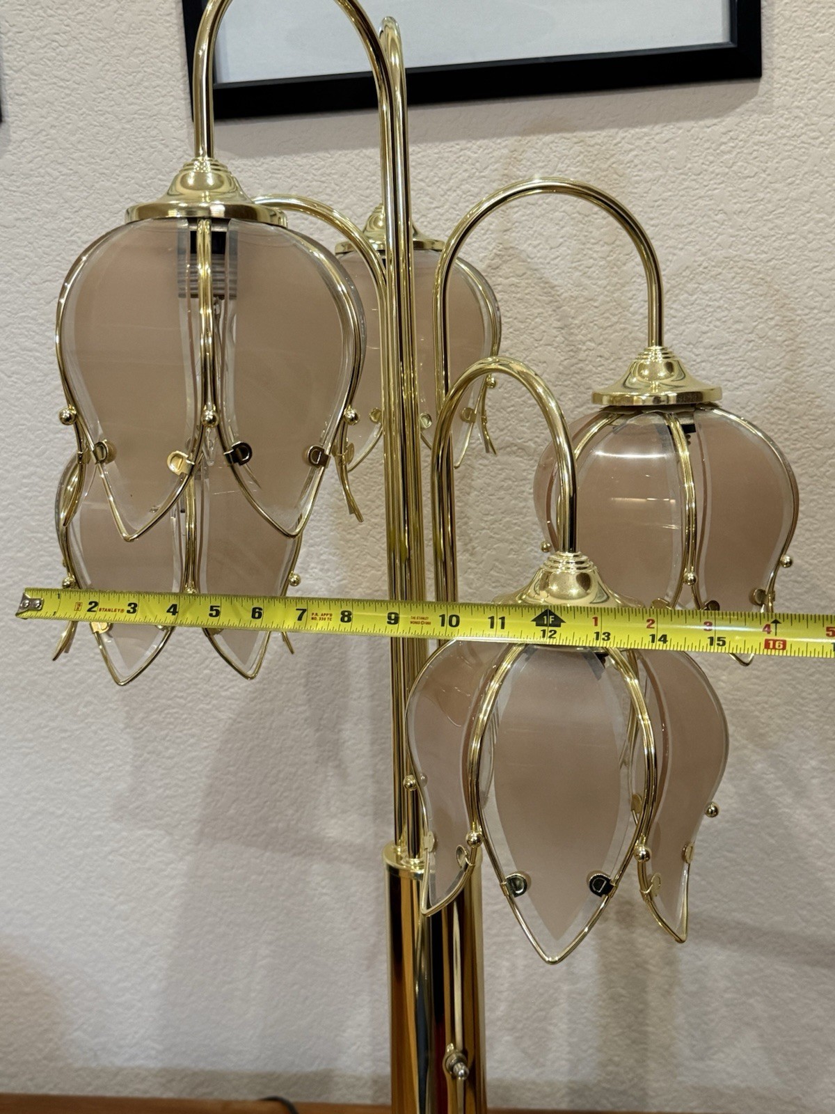 Vintage Art Deco Hollywood Regency Pink Tulip Waterfall Table Lamp Anthony Cali