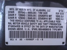 Driver Left Tail Light Quarter Panel Mounted Fits 02-04 ODYSSEY 1796837