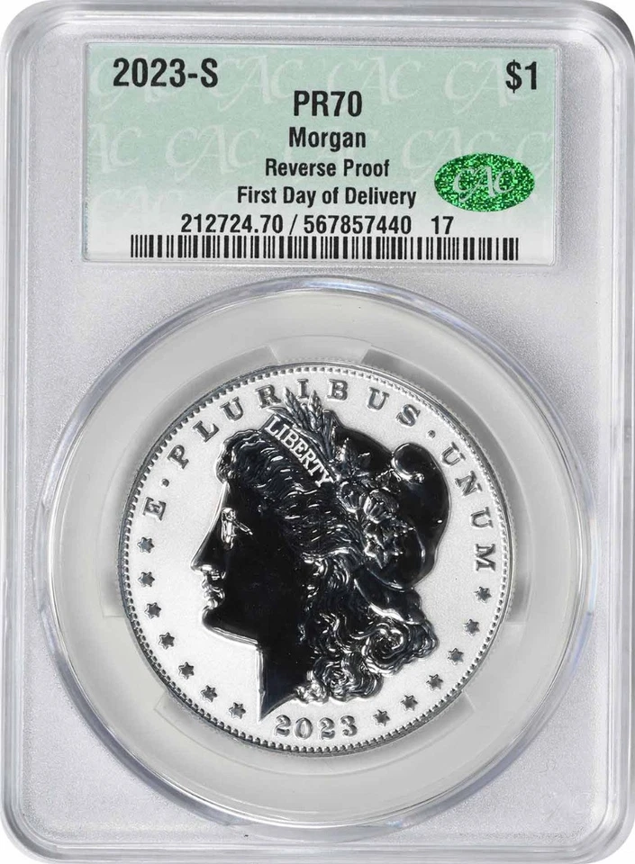 2023 Morgan Peace Silver Dollar 6-Coin Set MS70/PR70 First Day of Delivery CACG - Image 4 of 4