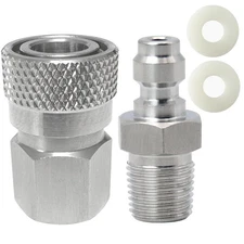 1/8 NPT Female Connector and 8mm Male Plug Fill Nipple Quick-Disconnect Set, ...